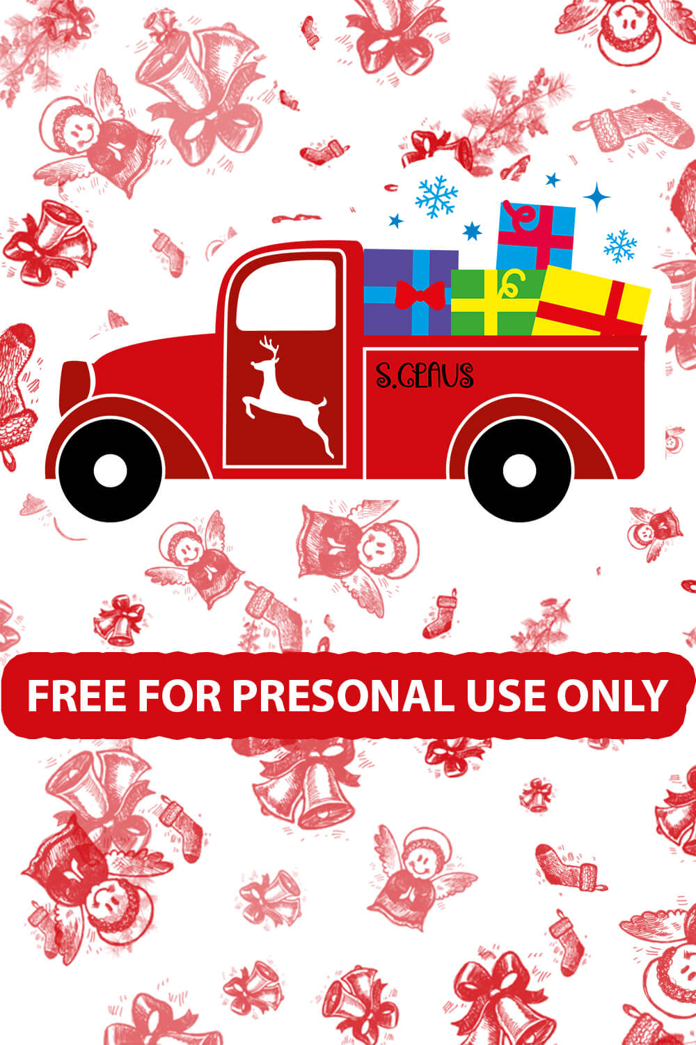 Christmas pick up truck presents free SVG files pinterest image.