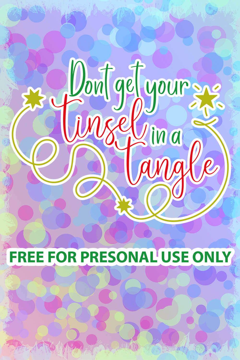 Tinsel in a tangle free SVG files pinterest image.