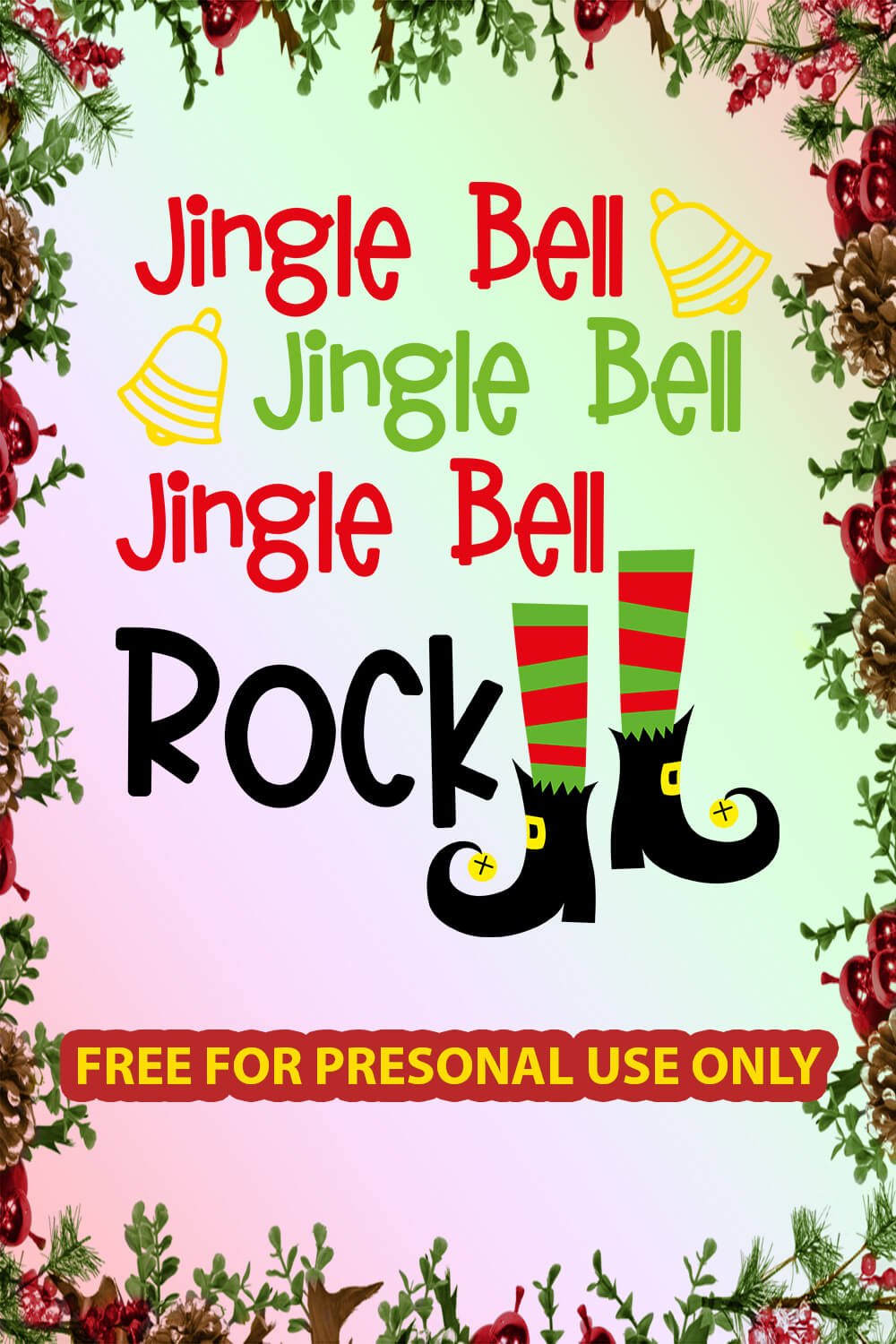 Christmas jingle bell rock free SVG files pinterest image.