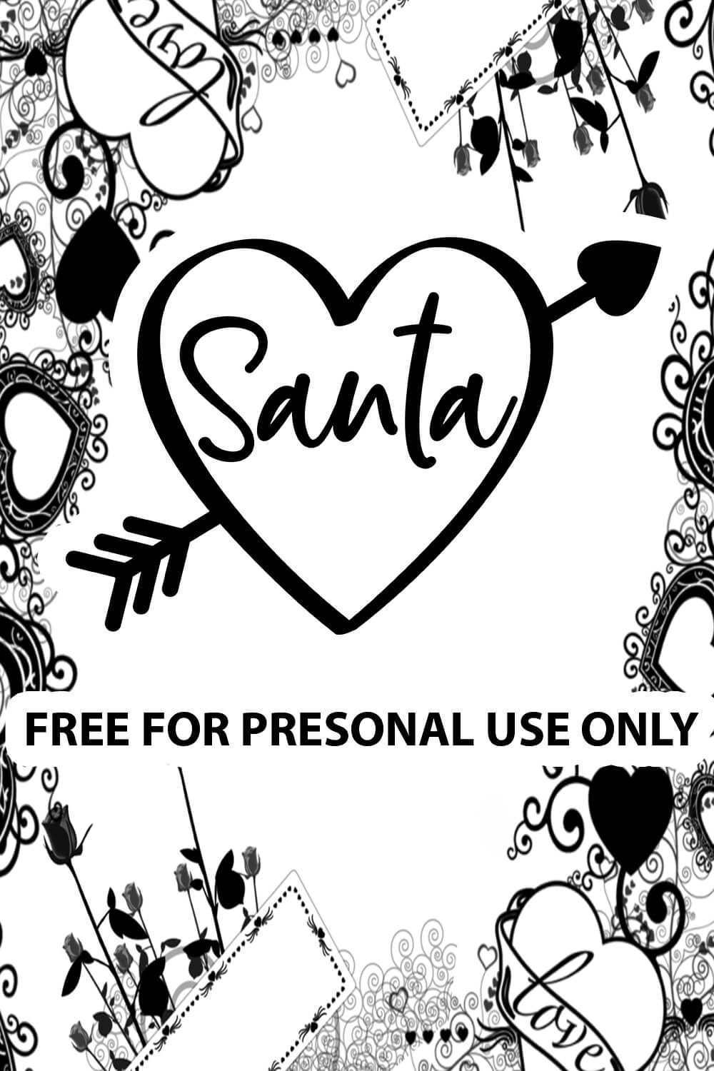 Santa love heart free SVG files pinterest image.