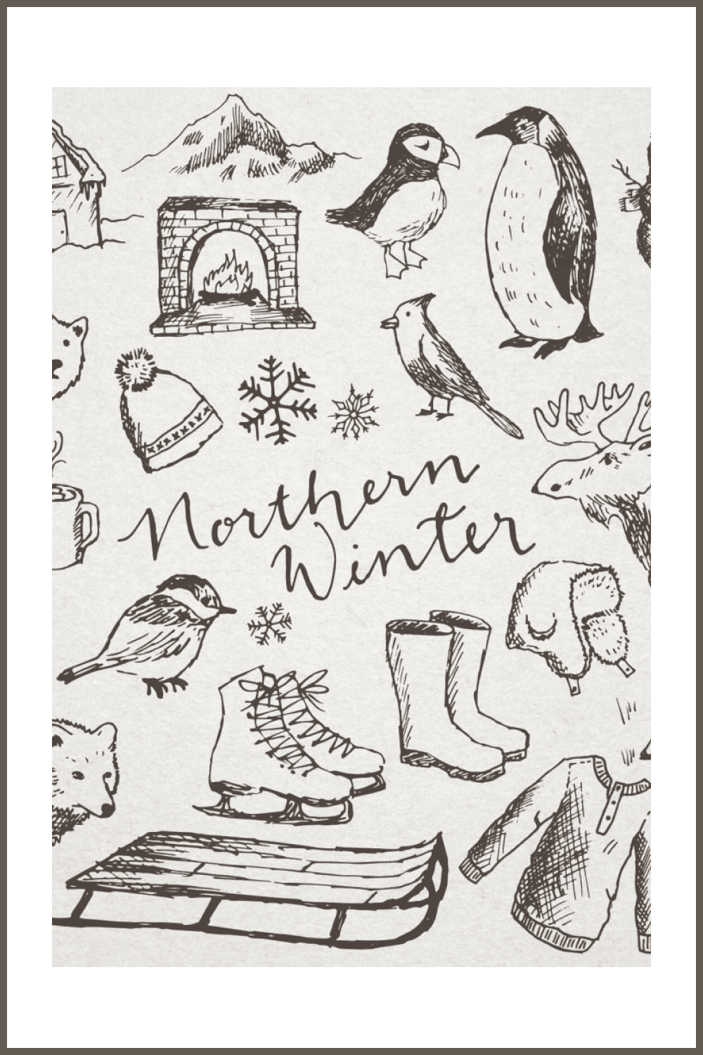 34 Snowy Northern Winter Illustrations - MasterBundles - Pinterest Collage Image.