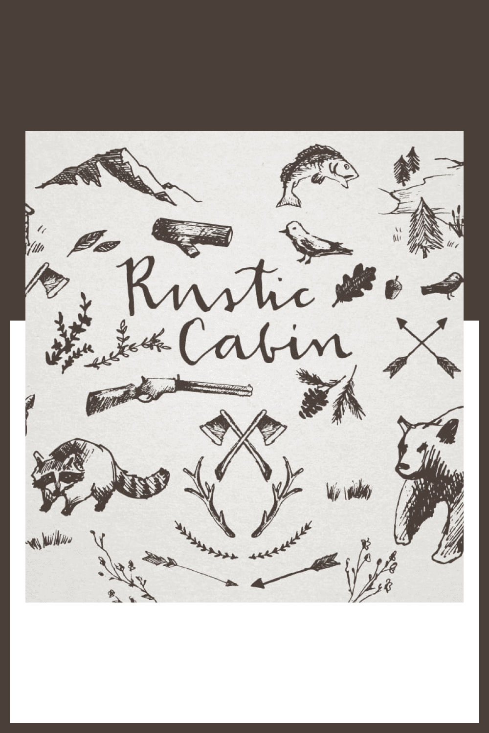 37 Rustic Cabin Crosshatch Sketches - MasterBundles - Pinterest Collage Image.