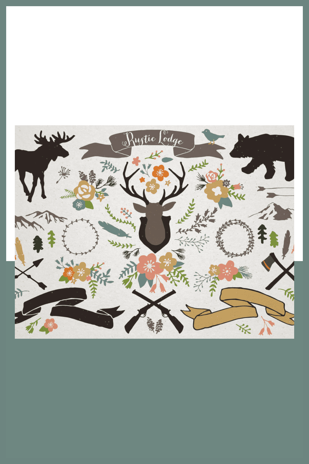 61 Rustic Mountain Lodge Illustrations - MasterBundles - Pinterest Collage Image.
