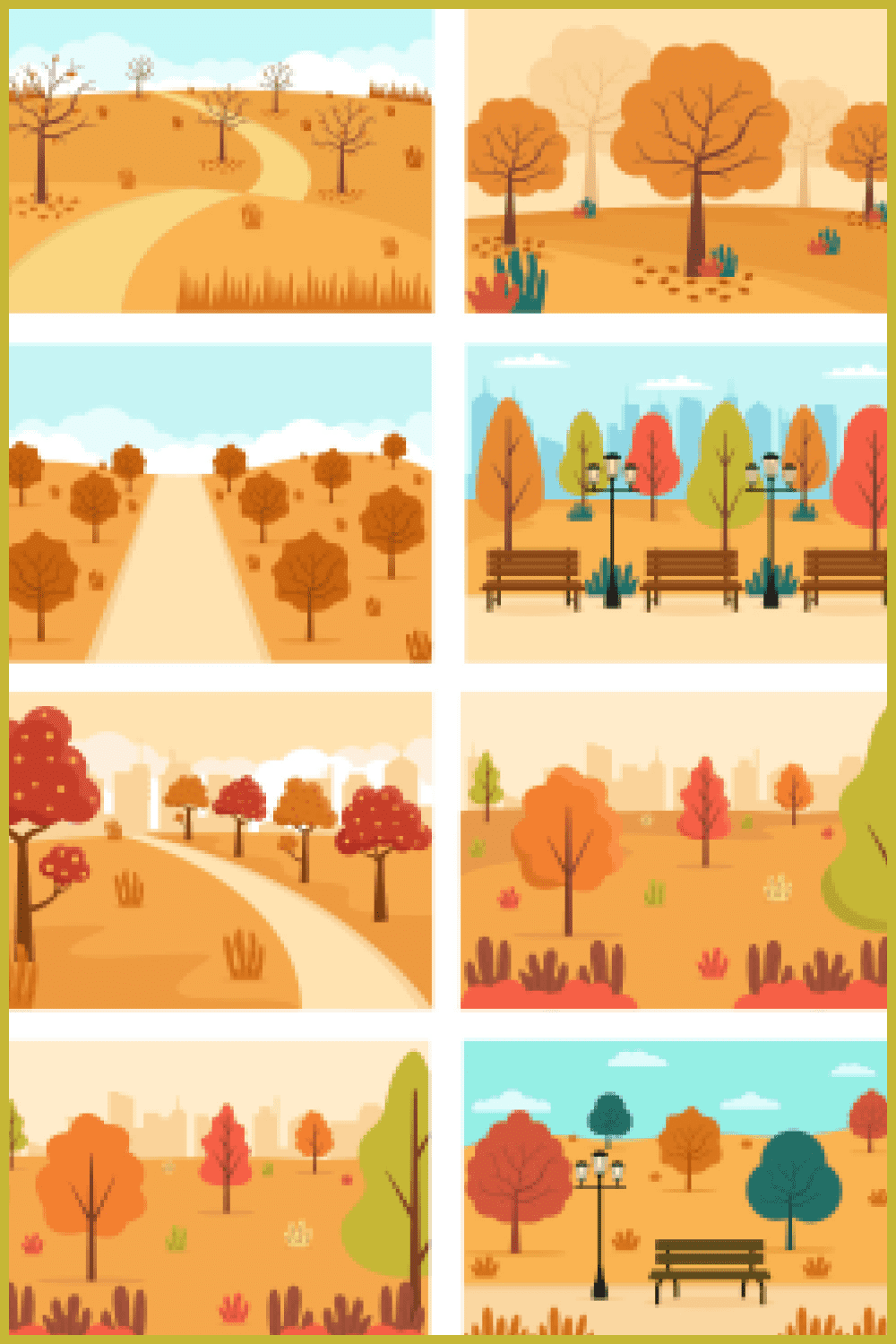 22 Autumn Background Landing Page Illustrations - MasterBundles - Pinterest Collage Image.