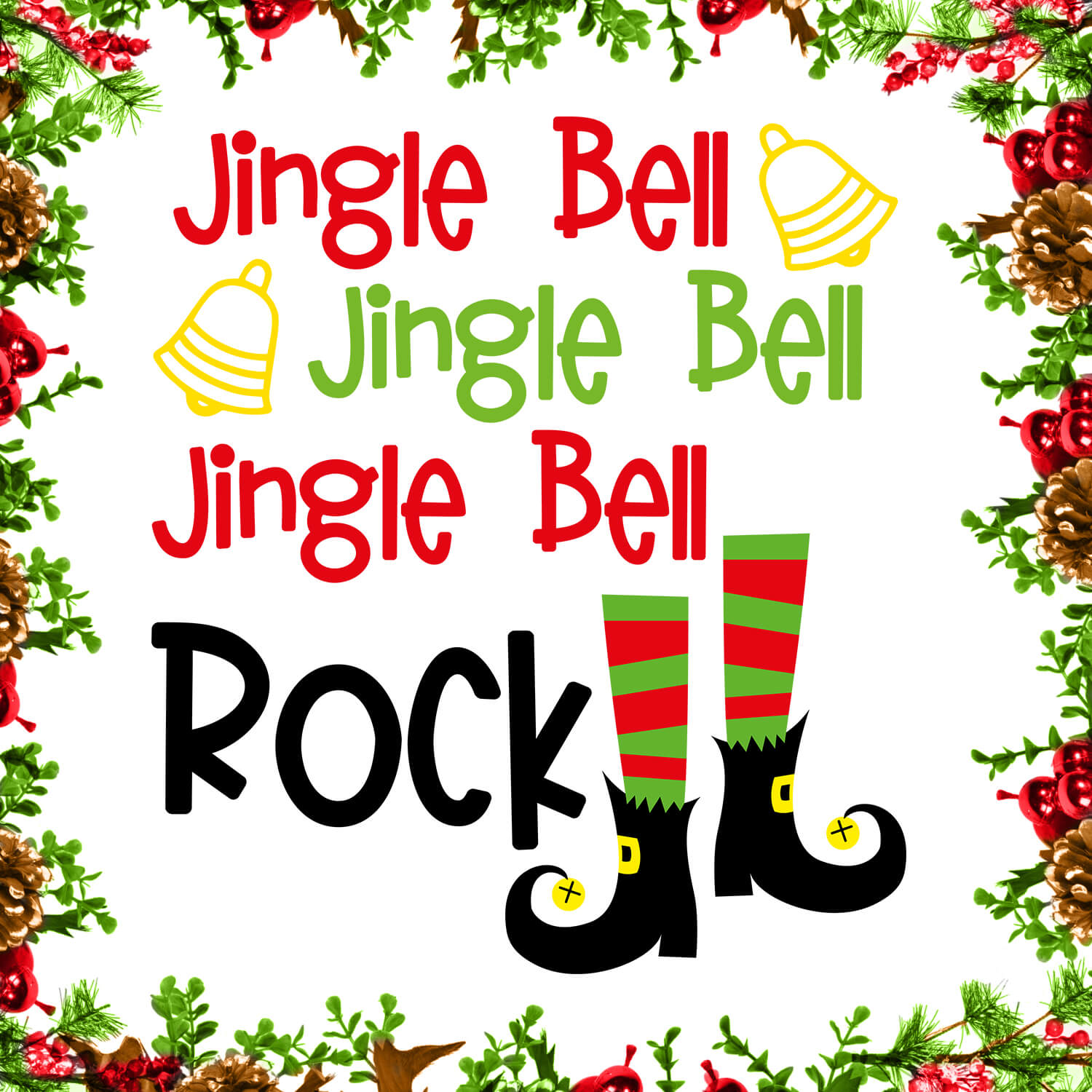 Christmas jingle bell rock free SVG files cover image.