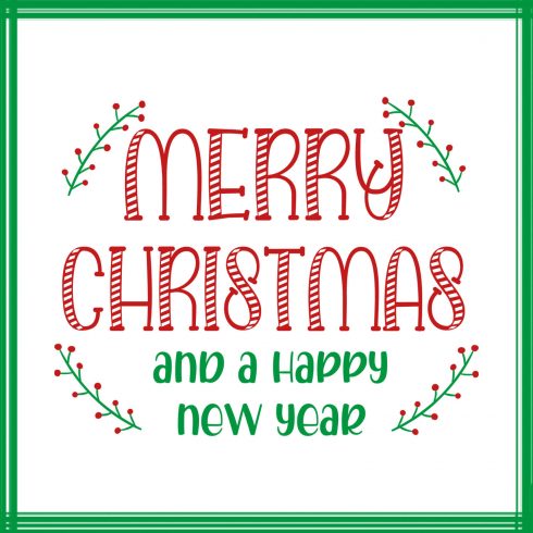 Quote Merry Christmas and a happy New Year SVG files cover image.