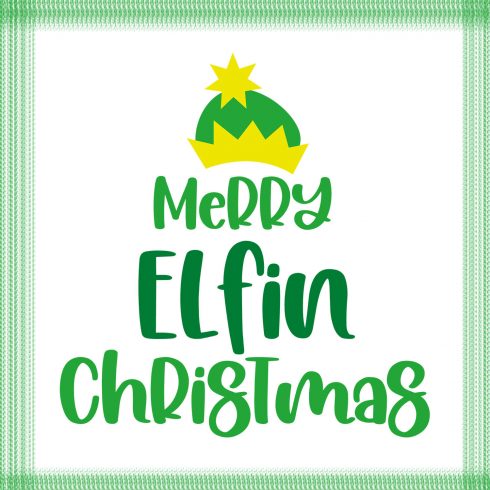 Merry elfin Christmas free SVG files cover image.