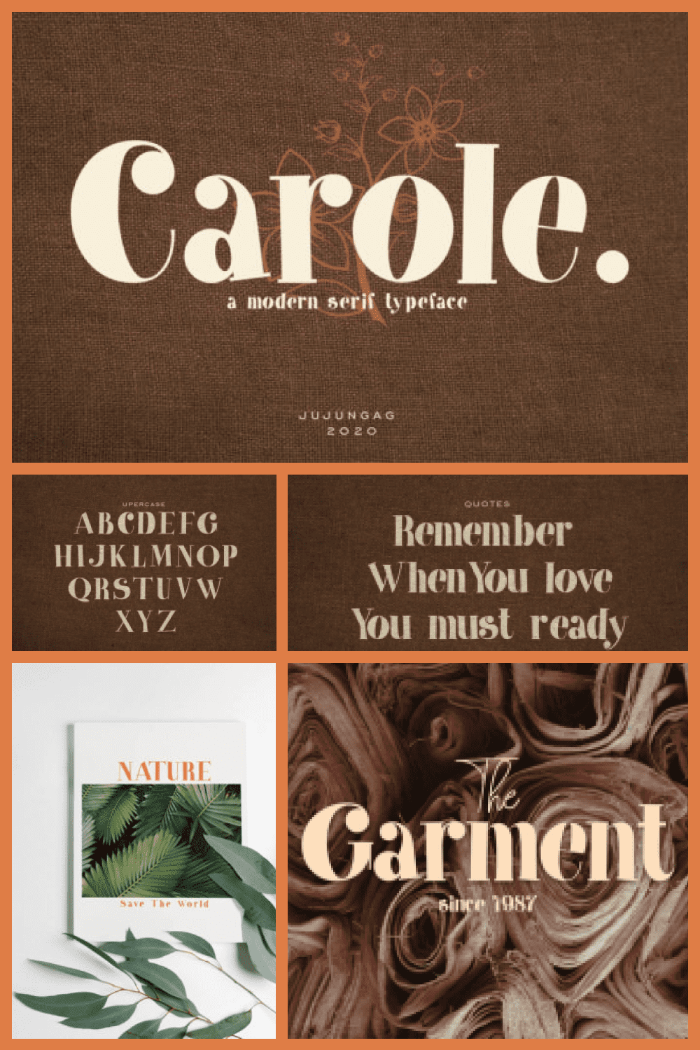 Carole Elegant Serif Font - MasterBundles - Pinterest Collage Image.
