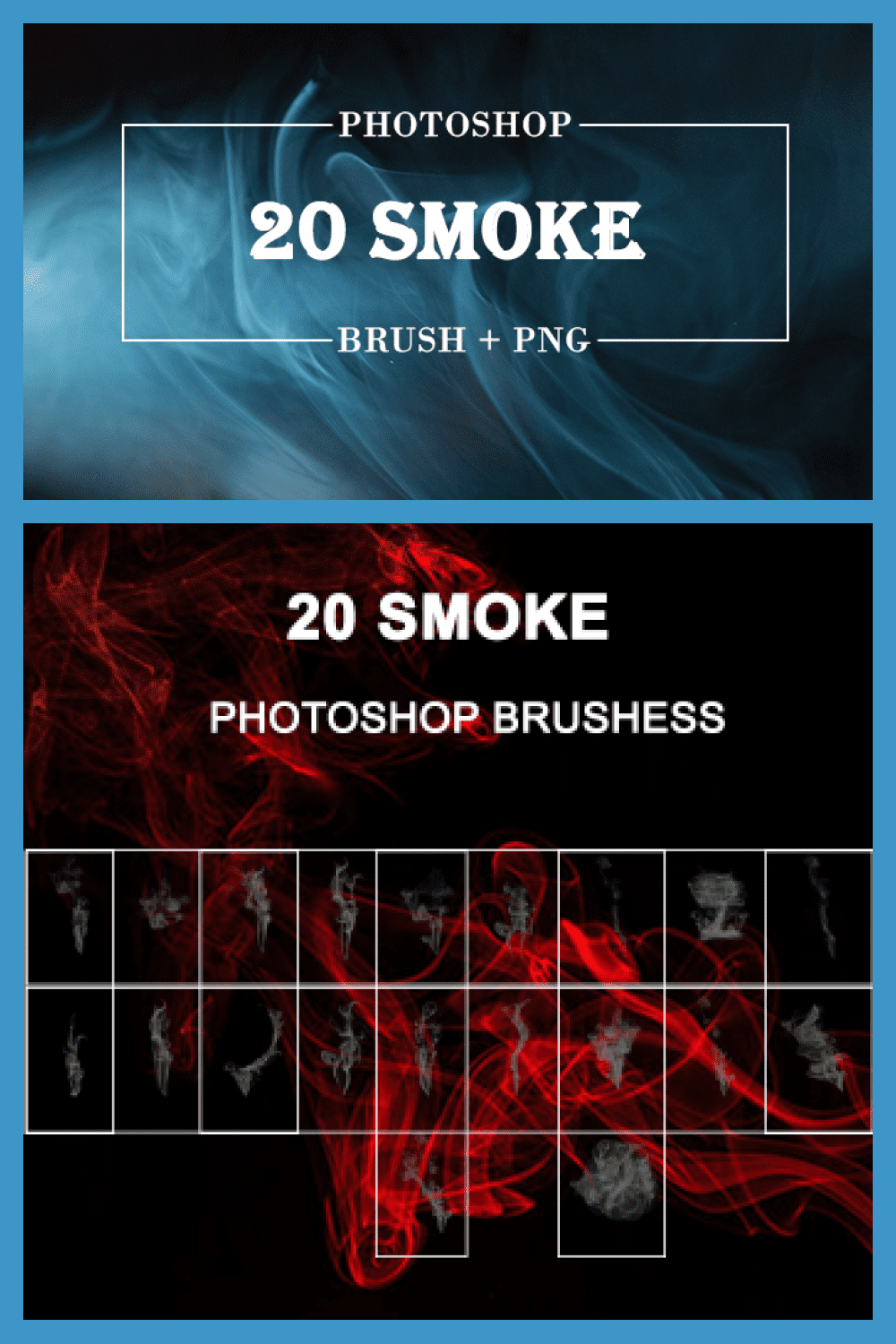 20 Smoke Photoshop Brush - MasterBundles - Pinterest Collage Image.