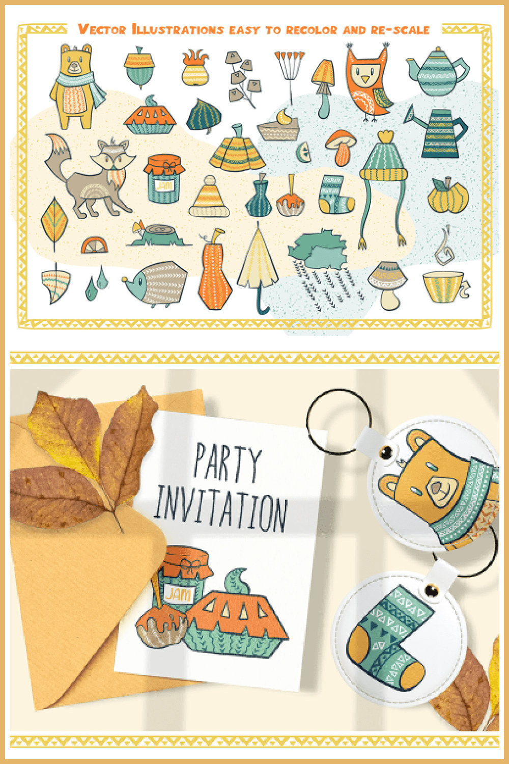 The Tale of Autumn Vector Illustrations - MasterBundles - Pinterest Collage Image.