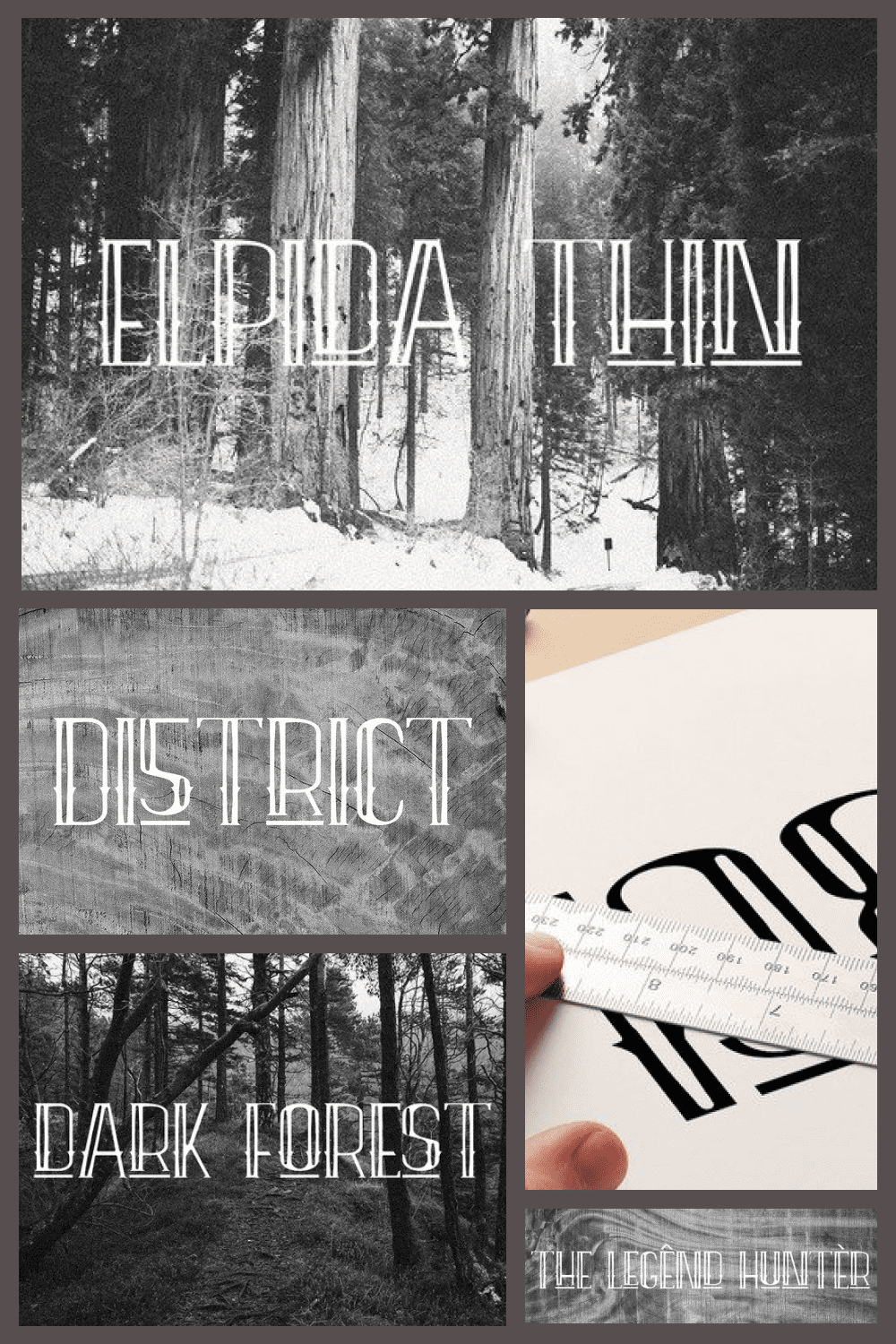 Elpida Thin Outline Font - MasterBundles - Pinterest Collage Image.