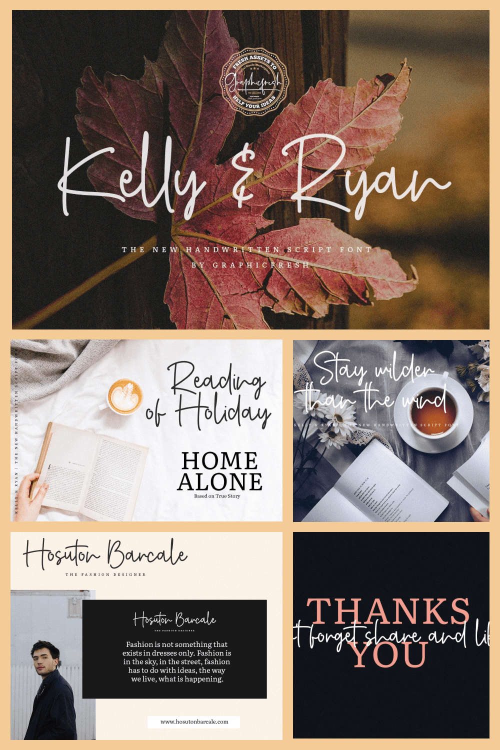 Kelly & Ryan | The Handwritten Font - MasterBundles - Pinterest Collage Image.