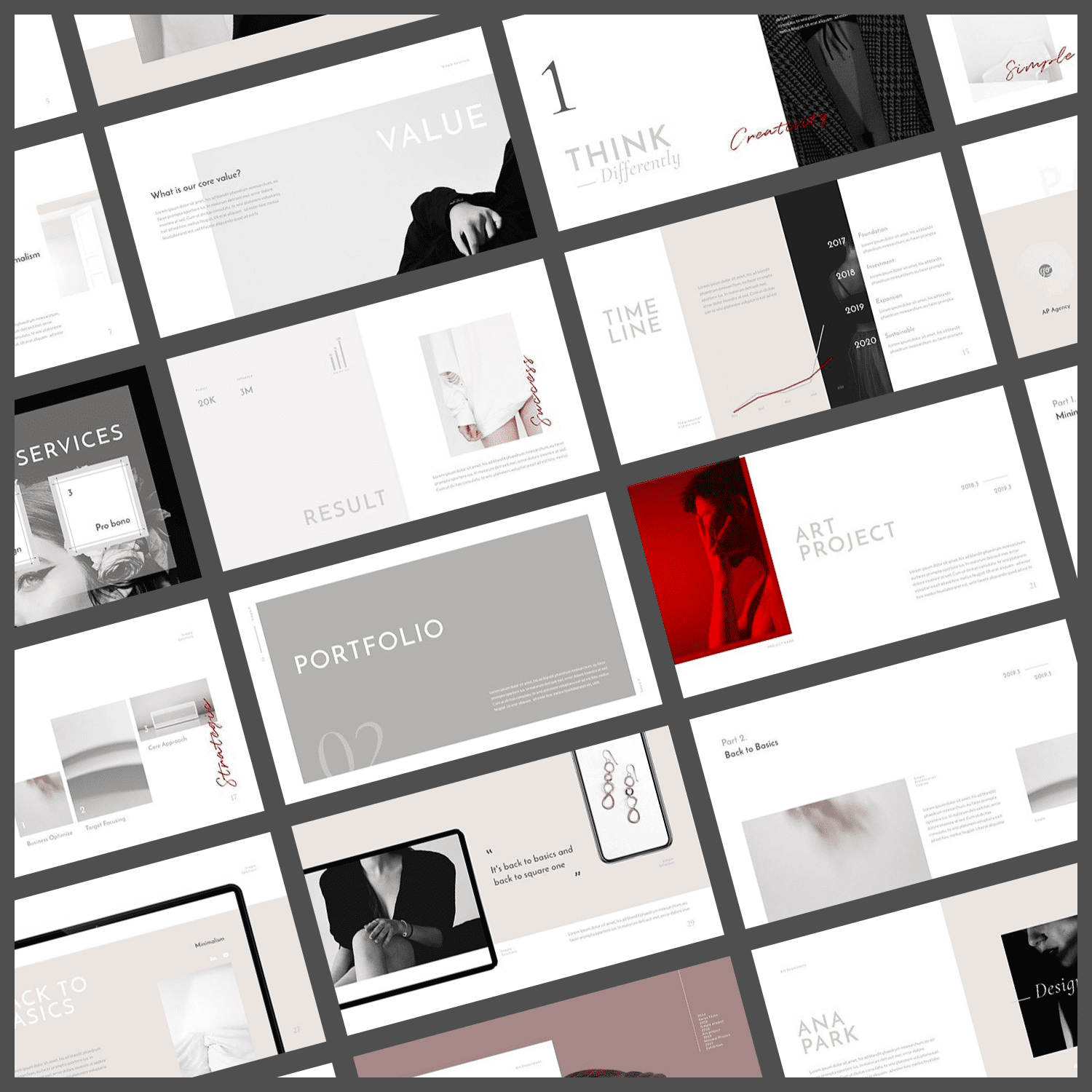 Basic PowerPoint Template by MasterBundles Collage Image.