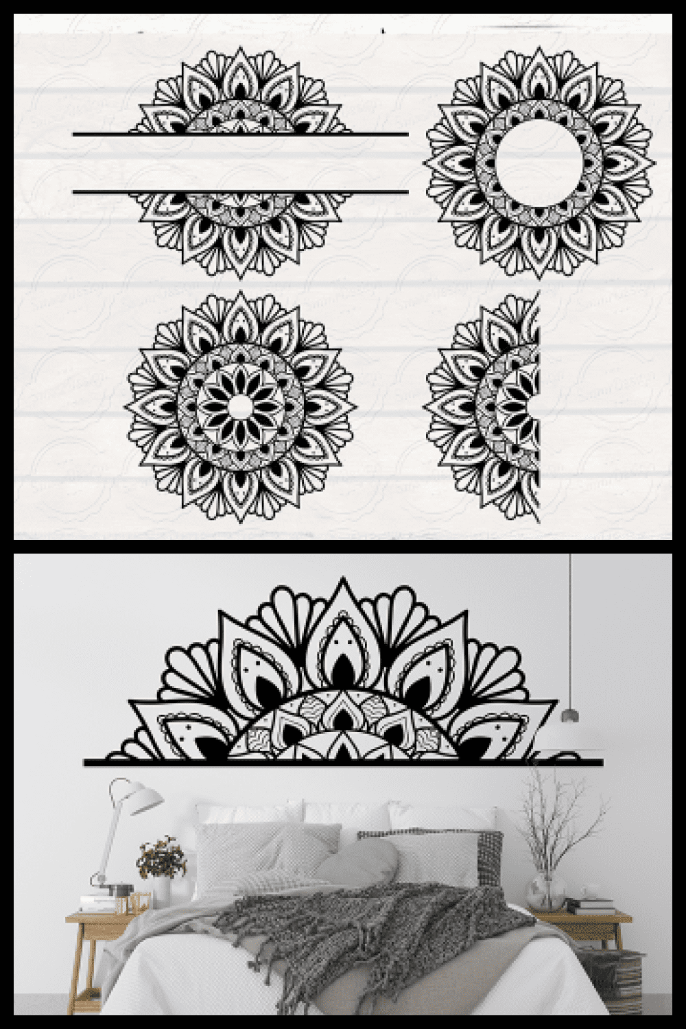 Mandala Monogram Design Bundle - MasterBundles - Pinterest Collage Image.