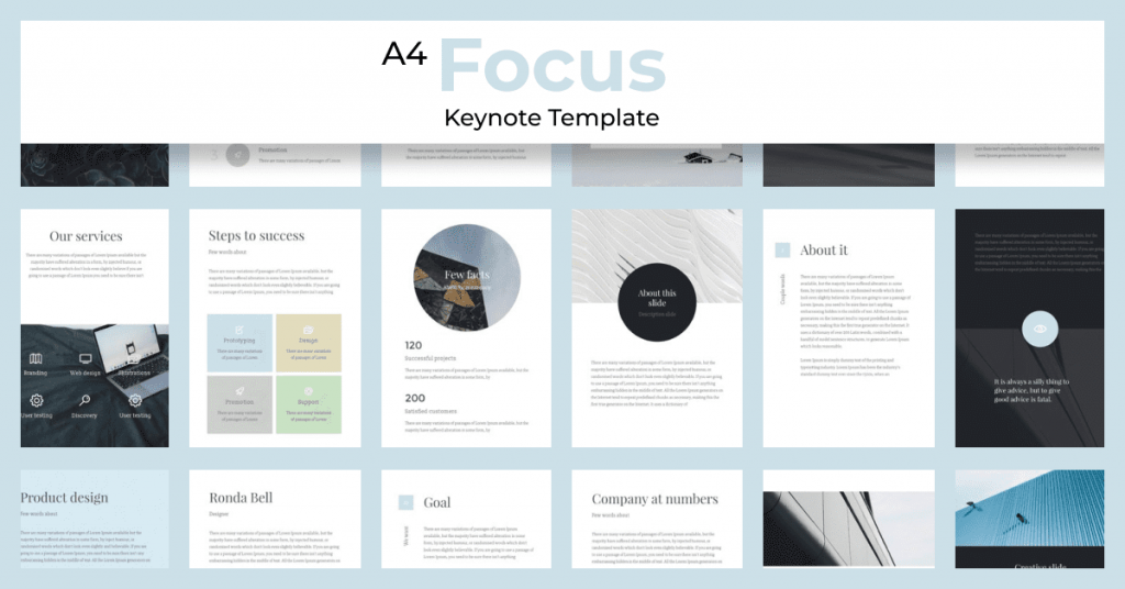 A4 | Focus Keynote Template by MasterBundles Facebook Collage Image.