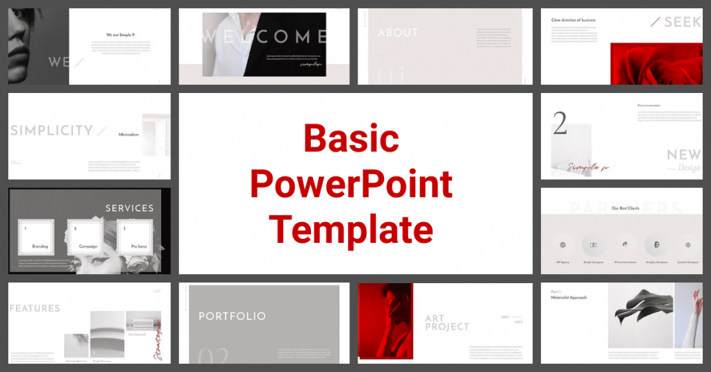 Basic PowerPoint Template by MasterBundles Facebook Collage Image.