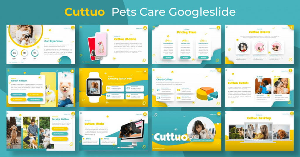 Cuttuo - Pets Care Googleslide by MasterBundles Facebook Collage Image.