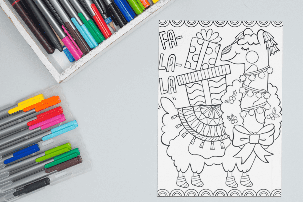 Fa La La Llama Free Coloring Page MasterBundles
