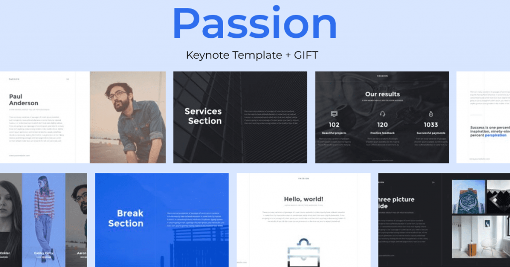 Passion Keynote Template by MasterBundles Facebook Collage Image.