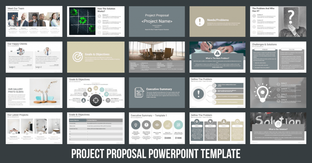Project Proposal PowerPoint Template by MasterBundles Facebook Collage Image.