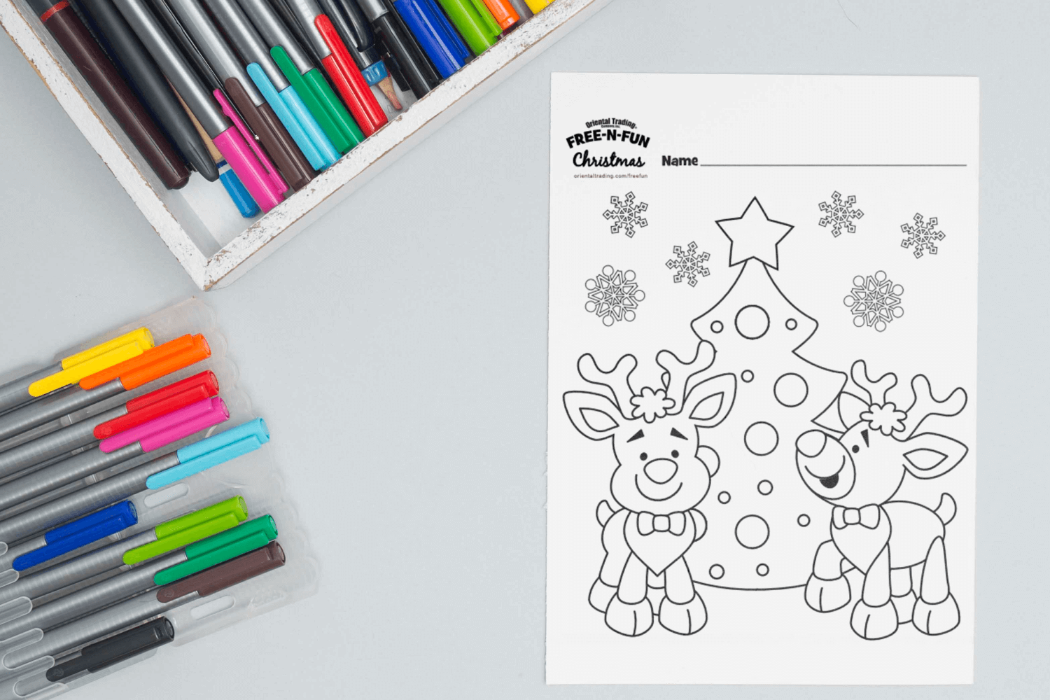 Reindeer coloring page facebook image.