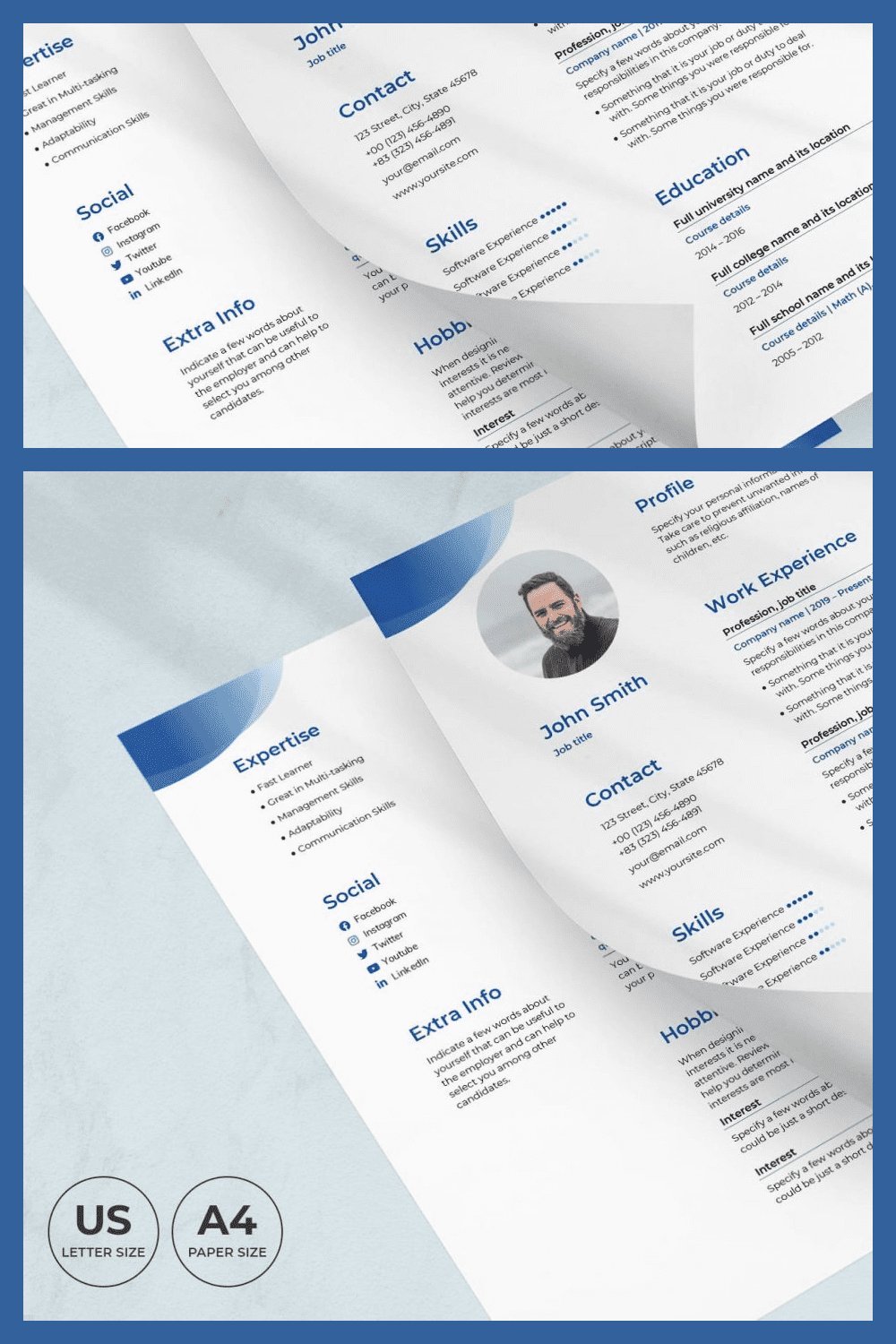 Scuba Diving School CV Resume Template - MasterBundles - Pinterest Collage Image.