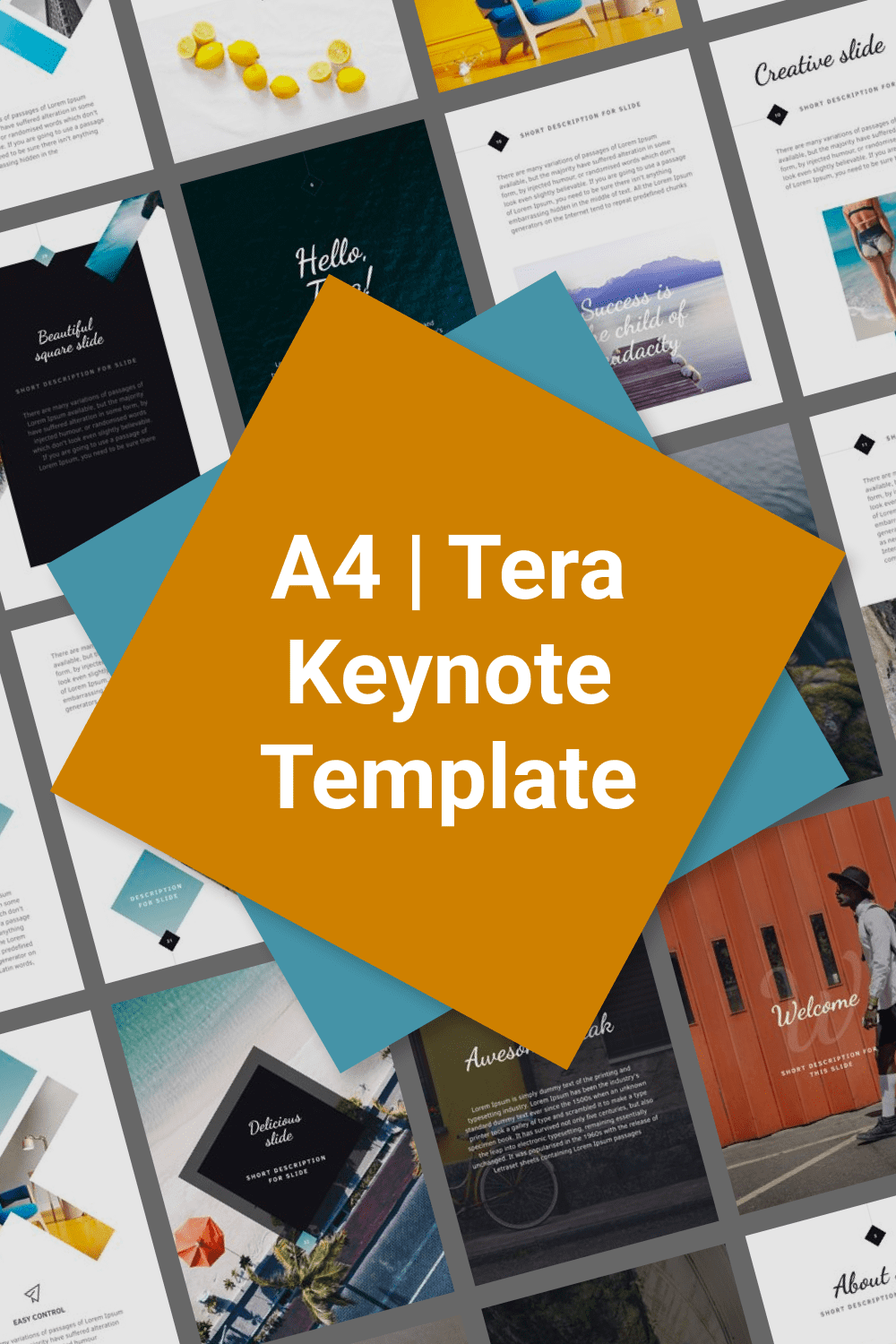 A4 Tera Keynote Template by MasterBundles Pinterest Collage Image.