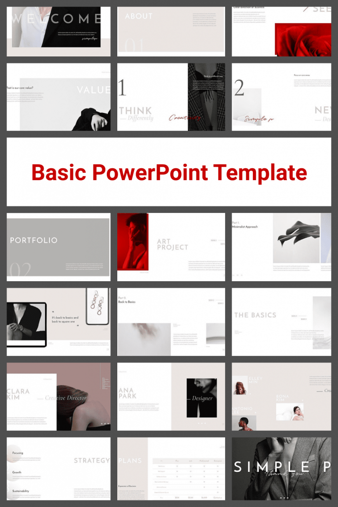 Basic PowerPoint Template by MasterBundles Pinterest Collage Image.