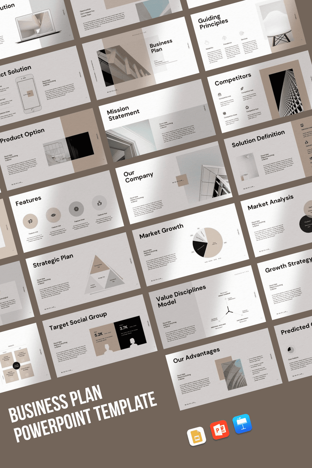 Business Plan PowerPoint Template by MasterBundles Pinterest Collage Image.
