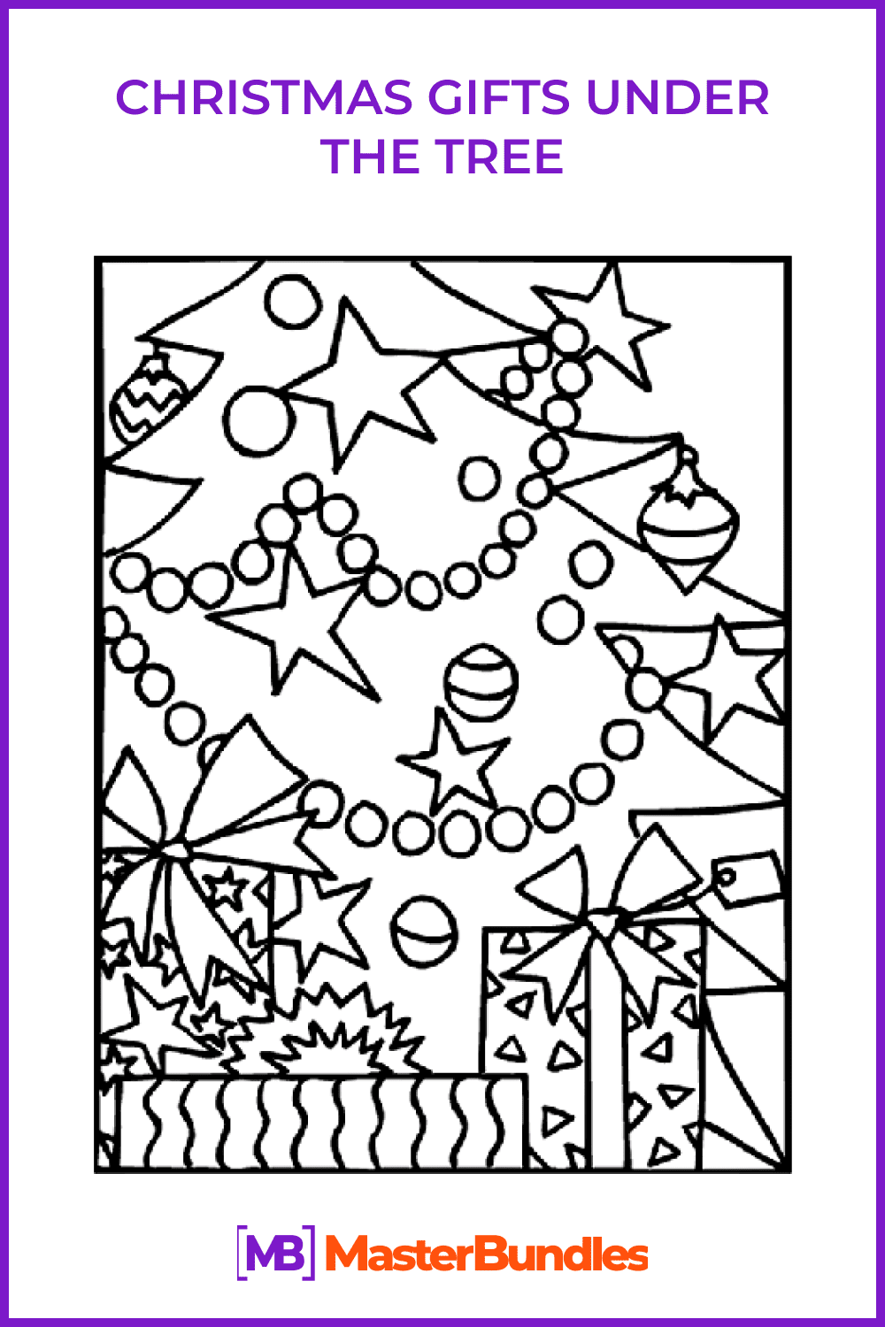Christmas gifts under the tree coloring page pinterest image.