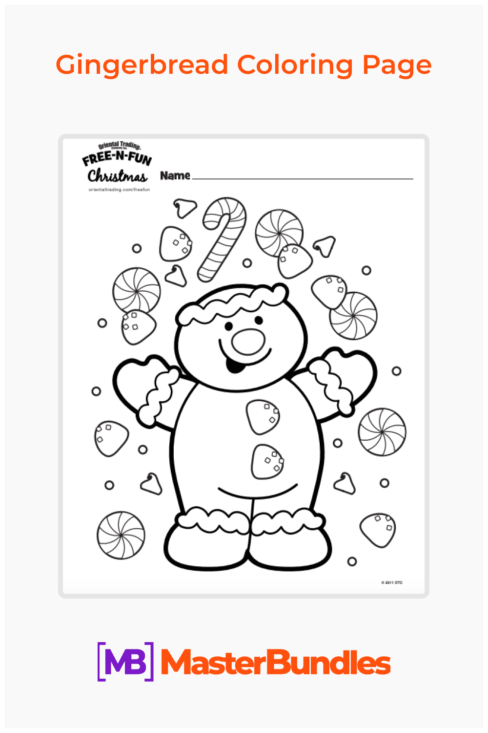 Gingerbread coloring page pinterest image.