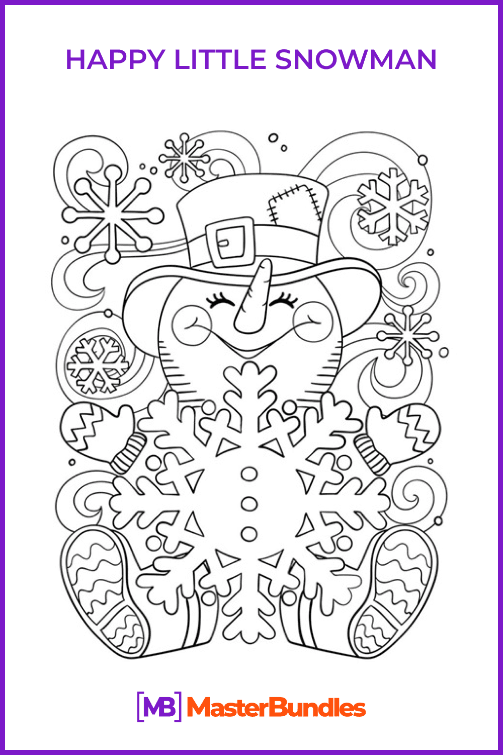 Happy little snowman coloring page pinterest image.