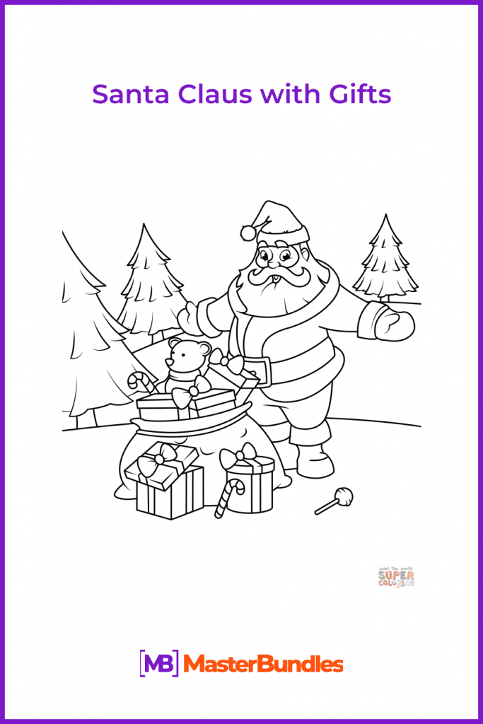 Free Coloring Page Santa Claus with Gifts – MasterBundles