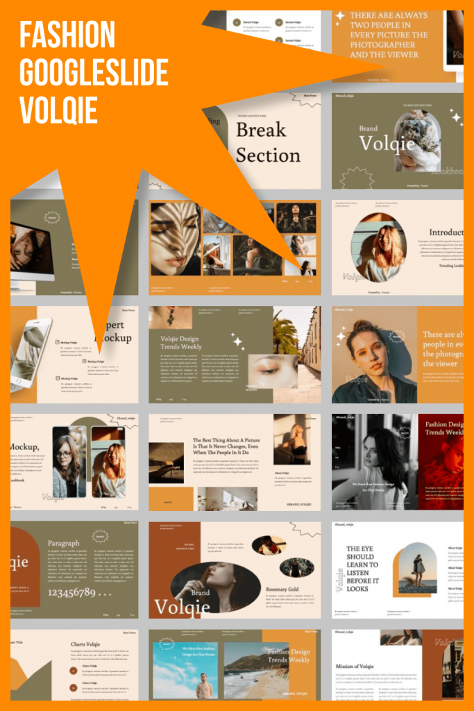 Volqie - Fashion Googleslide by MasterBundles Pinterest Collage Image.