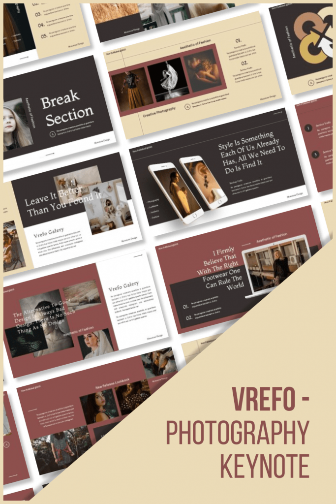 Vrefo - Photography Keynote by MasterBundles Pinterest Collage Image.