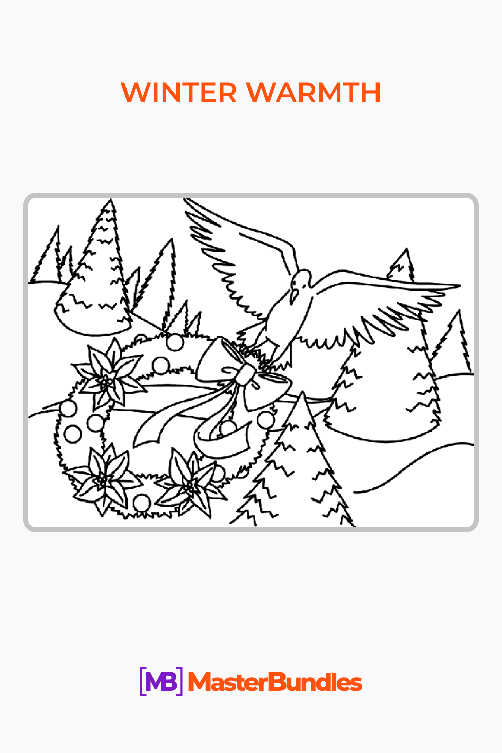 winter warmth coloring page Pinterest image.