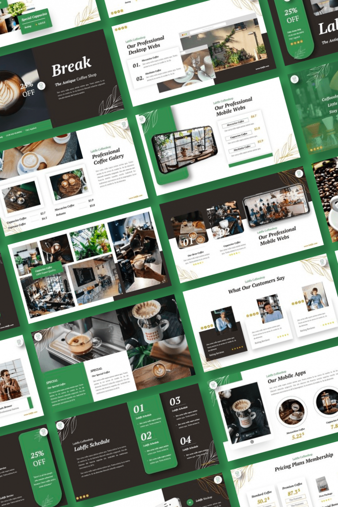 Labffe - Coffee Shop Powerpoint by MasterBundles Pinterest Collage Image.