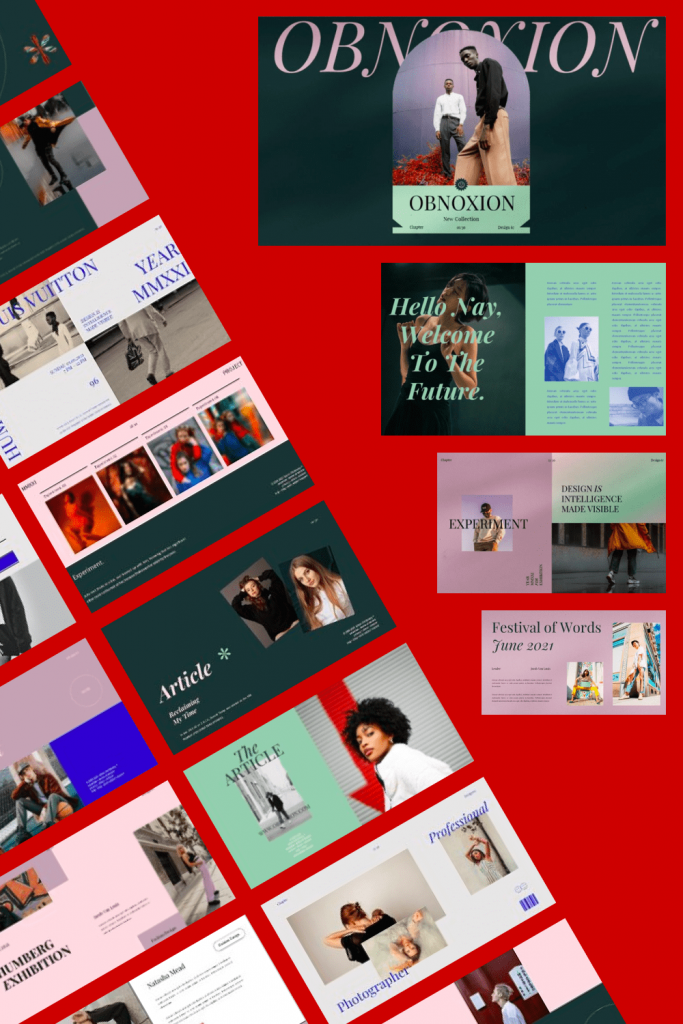 OBNOXION Googleslide Template by MasterBundles Pinterest Collage Image.