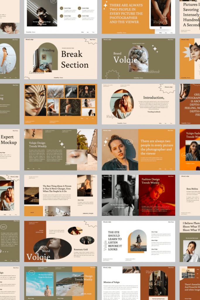 Volqie - Fashion Googleslide by MasterBundles Pinterest Collage Image.