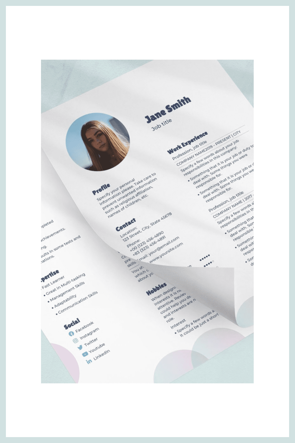 Laundry Resume Template CV - MasterBundles - Pinterest Collage Image.