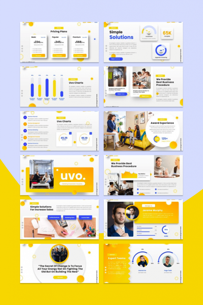 Uvo - Marketing Googleslide by MasterBundles Pinterest Collage Image.
