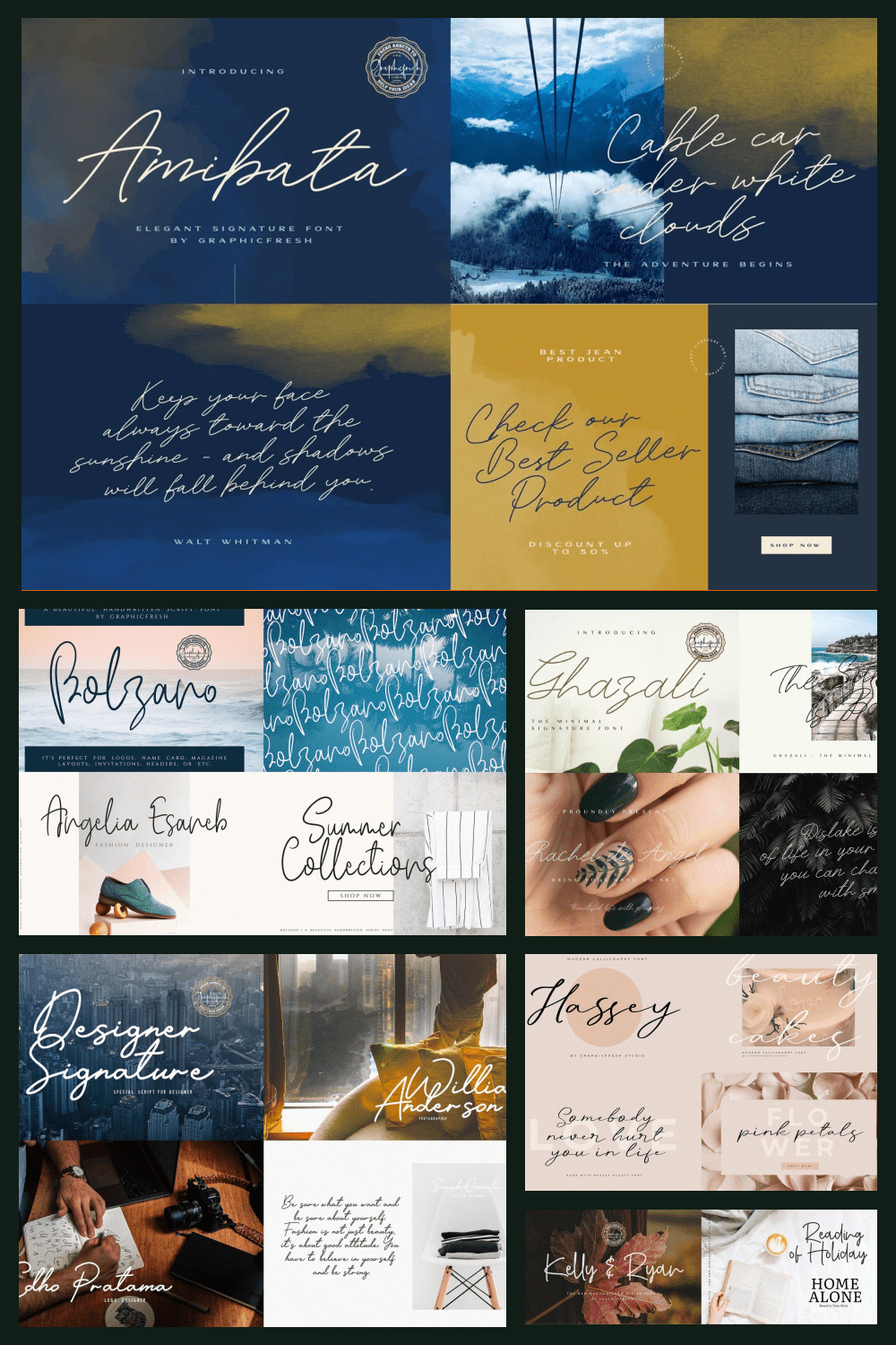 The Modern Signature Font Bundle - MasterBundles - Pinterest Collage Image.