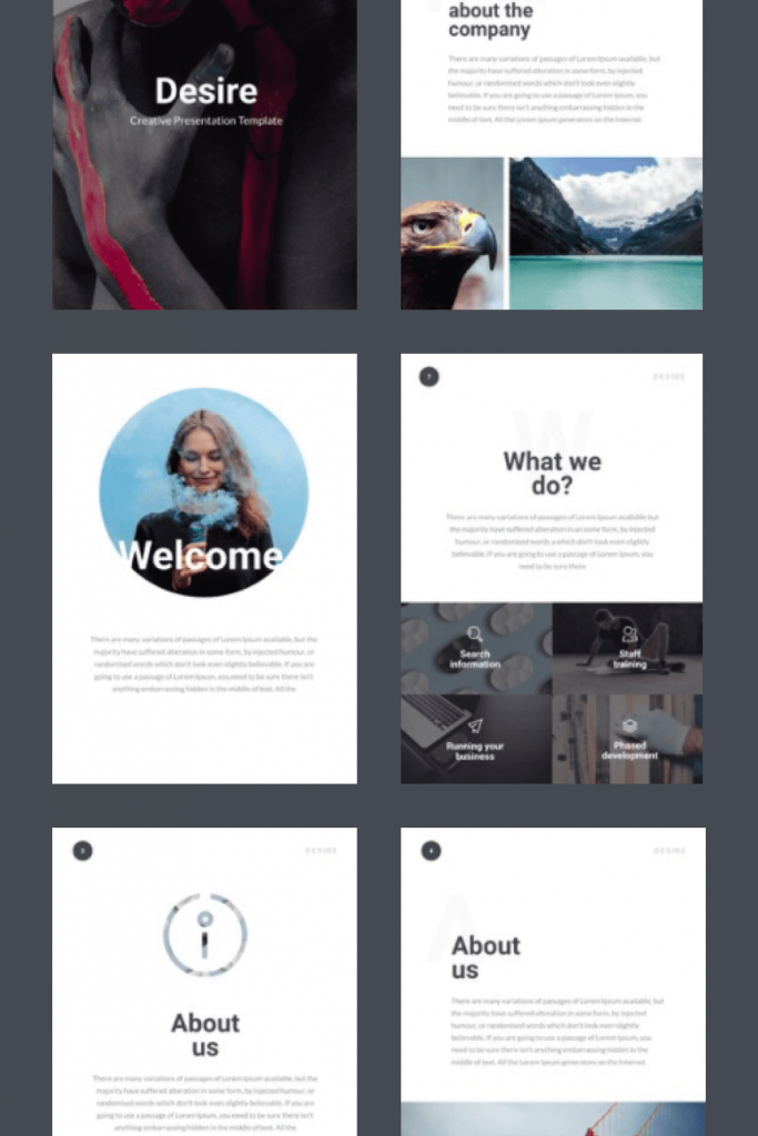 A4 | Desire PowerPoint Template by MasterBundles Pinterest Collage Image.