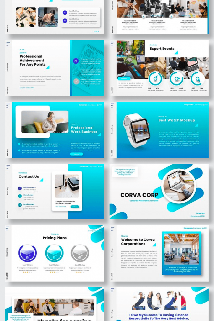 Corva - Corporate Googleslide by MasterBundles Pinterest Collage Image.