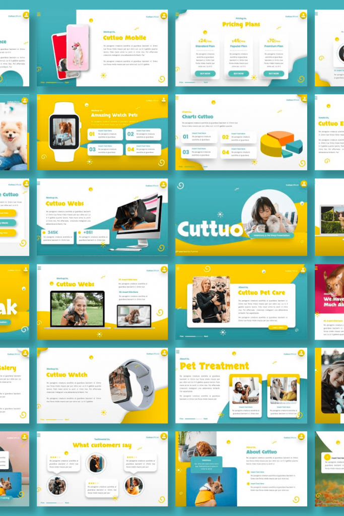 Cuttuo - Pets Care Googleslide by MasterBundles Pinterest Collage Image.