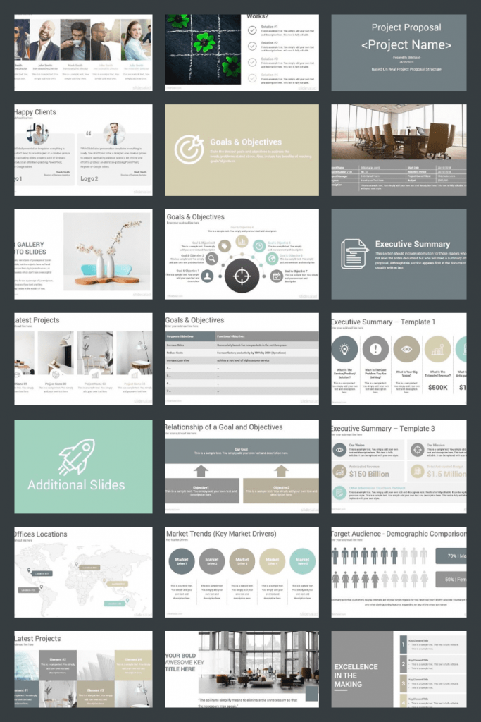 Project Proposal PowerPoint Template by MasterBundles Pinterest Collage Image.