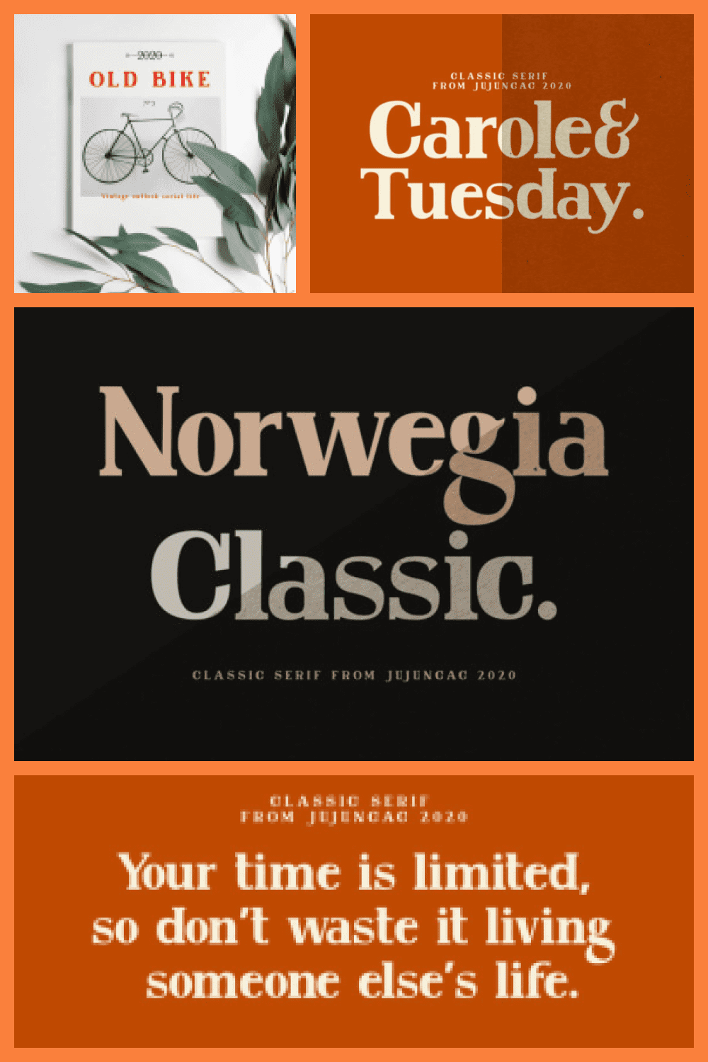 Norwegia Classic Lettered Serif Font - MasterBundles - Pinterest Collage Image.