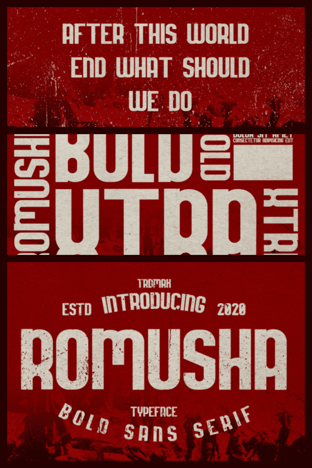 Romusha Bold Font - MasterBundles - Pinterest Collage Image.