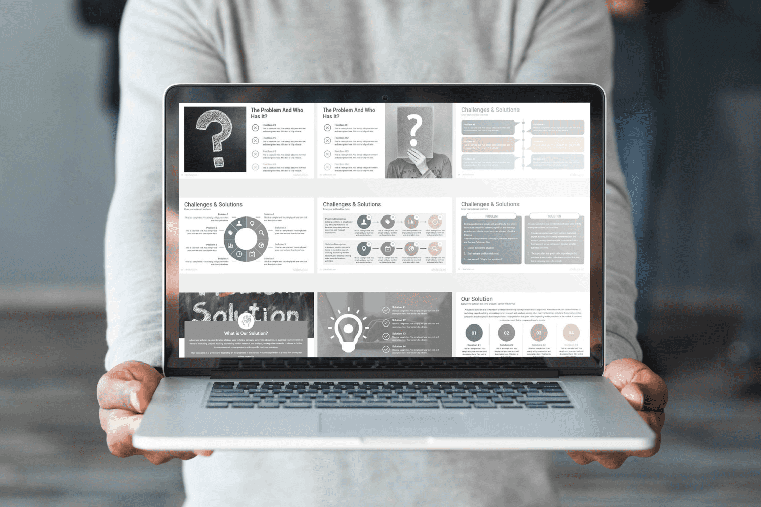 Project Proposal PowerPoint Template by MasterBundles notebook preview mockup image.