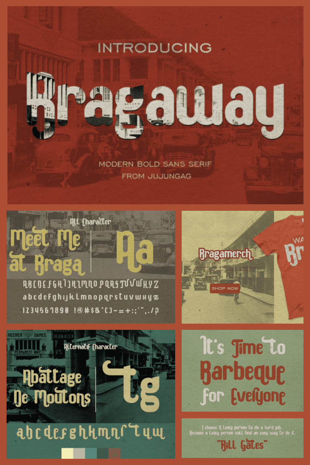 Bragaway Modern Font - MasterBundles - Pinterest Collage Image.